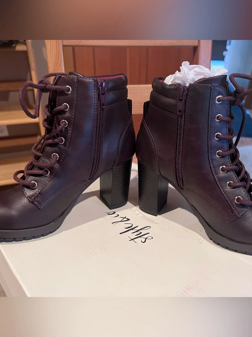 Style & Co. Womens Lace-Up Boots in Wine FREE SHIPPING